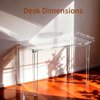Acrylic Desk, Clear Modern Writing Table for Home Office (Clear, Large)