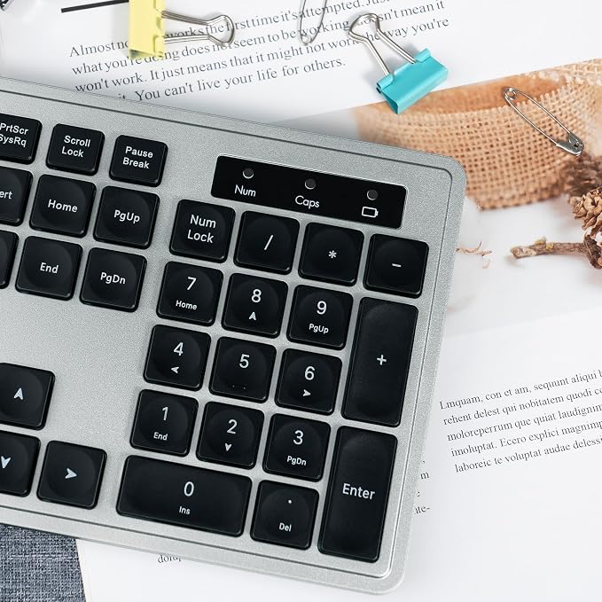Wireless Keyboard and Mouse, 2.4GHz Cordless Silent Keyboard Mouse Combo, Optical Mouse, Plug and Play USB Receiver, Compatible with Windows, Mac, Laptop, and PC – Ideal for Office Use（Black Gray）