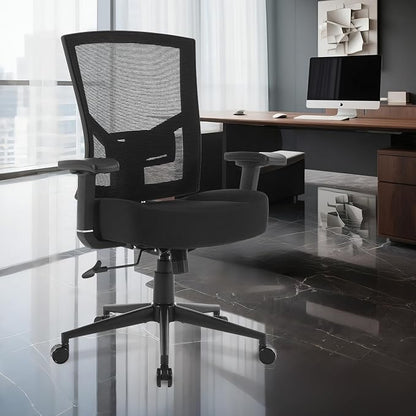 Big and Tall Office Chair 600lbs with Lumbar Support for Eight Hour Daily Work Ergonomic Mesh Desk Chair Widen 3D Cushion for Reading, Gaming