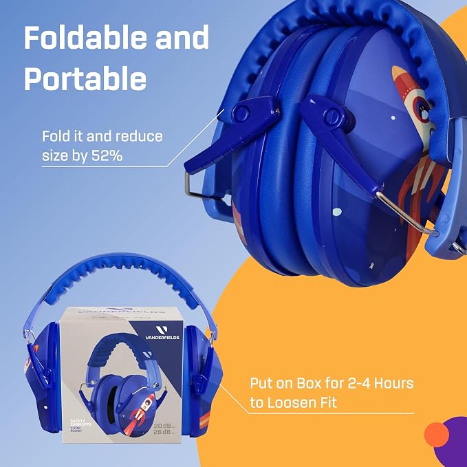 Vanderfields Hearing Protection Ear Muffs - Over 31 dB (2K Hz) Broad Noise Cancelling Sound Reduction Earmuffs for Kids 3-12
