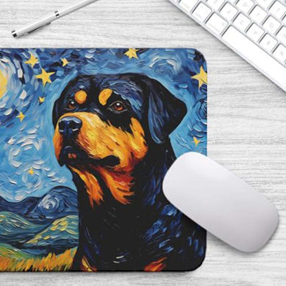 Starry Night Dog Mouse Pad for Home Office Gaming Working Desk Computer Desktop Accessories Non-Slip Rubber Mouse Pad for Dog Lovers (Rottweiler)