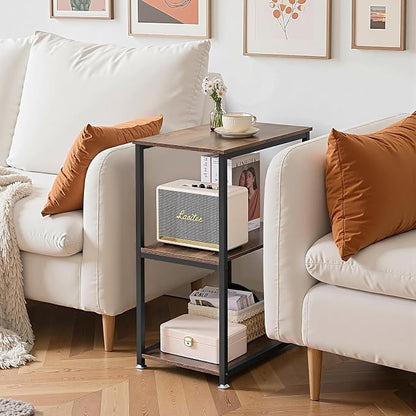 VECELO Tall End Side Table,30" Height Nightstand with 3-Tier Storage Shelf for Living Room Bedroom Office Hallway Study