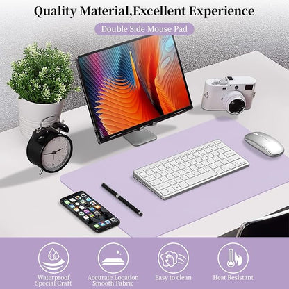Bloss Purple Desk Mat, Double-Sided Leather Desk Pad, Desk Matt for Desktop, Waterproof Desk Pad Mat, Computer Mat for Office Work/Home/Decor/Desk Protector/Cover(23.6"x 13.8")