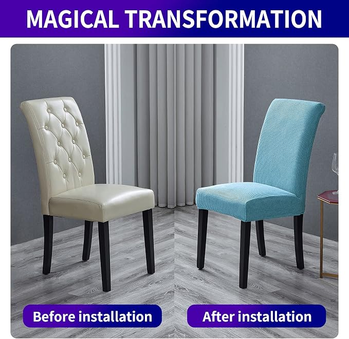 Stretch Chair Covers for Dining Room Set of 2, Removable Washable Dining Room Chair Covers, Dining Chair Slipcovers Seat Protector, Great Decoration for Home and Banquet (Dusty Blue, 2 Pack)
