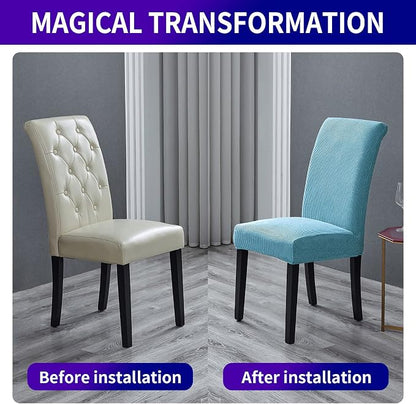 Stretch Chair Covers for Dining Room Set of 2, Removable Washable Dining Room Chair Covers, Dining Chair Slipcovers Seat Protector, Great Decoration for Home and Banquet (Dusty Blue, 2 Pack)