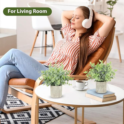 ZAIYW 3 Pack Small Fake Plants, Mini Potted Artificial Greenery Plants, Desk Plant Eucalyptus Rosemary for Indoor Home Office Table Shelf Farmhouse Bathroom Decor (Sage Green)