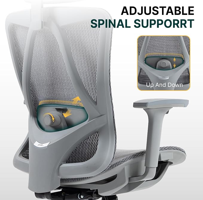 Ergonomic Mesh Office Chair, 3D Adjustable Armrests Desk Chair with 360° Swivel Silent Casters, 90°-120° Reclining Backrest Adjustable Gaming Chair for Home Office