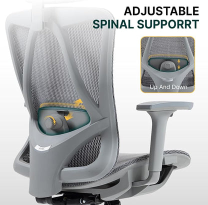 Ergonomic Mesh Office Chair, 3D Adjustable Armrests Desk Chair with 360° Swivel Silent Casters, 90°-120° Reclining Backrest Adjustable Gaming Chair for Home Office