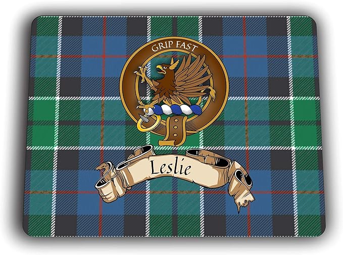 Leslie Scottish Clan Tartan Crest Computer Mouse Pad