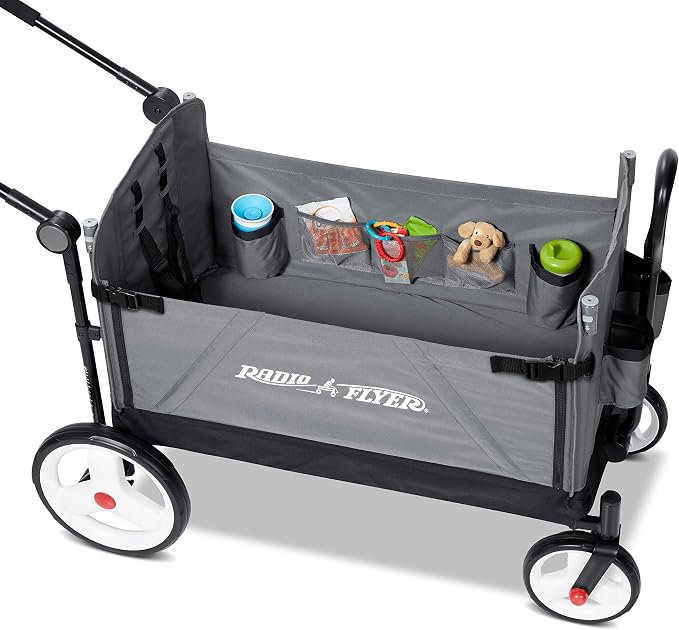 Radio Flyer City Luxe Stroll 'N Wagon, Ages 1+, 3-in-1 Push or Pull, Easy Fold, UV Canopy, 5-Point Harnesses, Front Caster & 12" Rear Wheels, Stroller Wagon, Amazon Exclusive