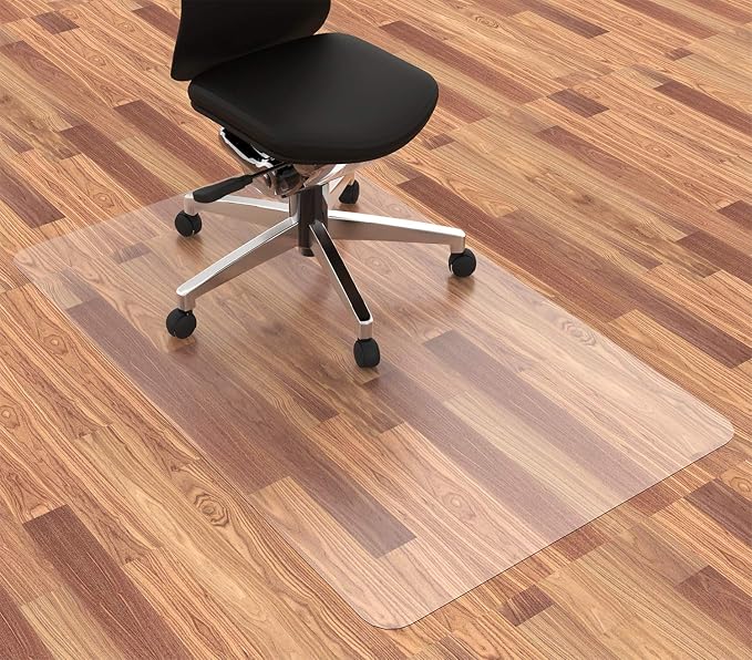 Office Chair Mat, 48" x 30" Vinyl Desk Chair Mat Clear Floor Protector Mat for Hardwood Floor/Rolling Chair Office & Home, Easy Glide and Flat Without Curling