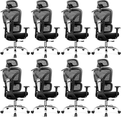 Ergonomic Office Chair, High Back Mesh Desk Chairs Comfy with Adjustable Lumbar Support, Home Computer Gaming Chair with 3D Headrest for Long Hours, 8 Pack