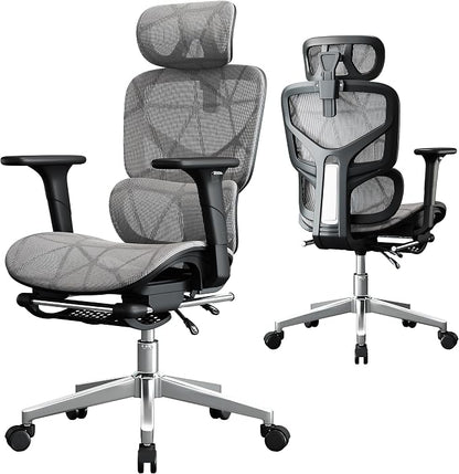 Office Chair with 3D Adjustable Lumbar Support,Ergonomic Computer Chair,Adjustable Headrest and Armrests, 400lbs Capacity,Tilt-Swivel,Premium Mesh Desk Chair for Office,Home & Gaming (Dark Gray)