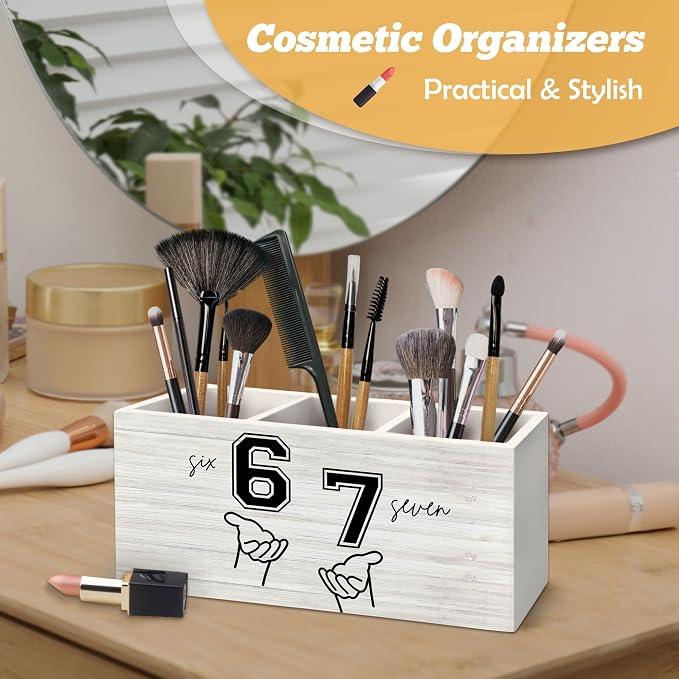 67 Meme Funny Gag Gifts Pen Holder Organizer for Desk Accessories, 6 7 Six Seven Brainrot Birthday Party Decorations for Stuff Merch Classroom Office Desk Decor