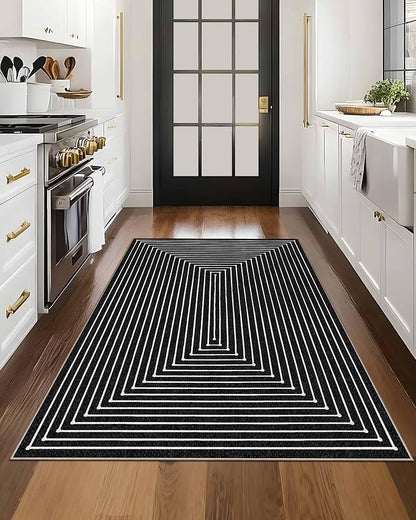 Latte&Fog 3x5 Entryway Rug Indoor, Modern Abstract Washable Area Rug, Boho Non Slip Low Pile Throw Carpet for Indoor Bedroom Bedside, Kitchen, Entry and Living Room