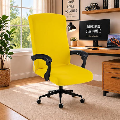 Elastic Computer Chair Cover with Durable Zipper - Protective Removable Washable Universal Office Desk Chair Seat Slip Cover - Stretchy Soft Anti-dust Desk Chair Seat Protector for Dogs, Cats, Pets