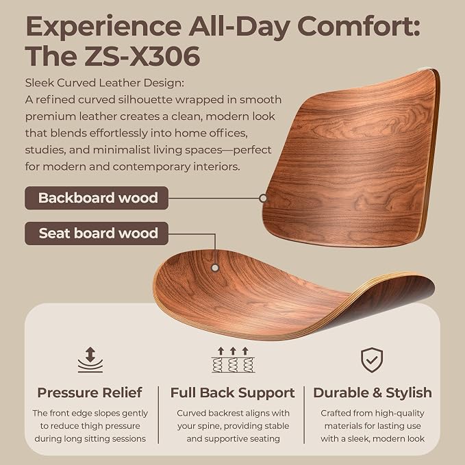 Home Office Chair No Arms with Wheels, Armless Adjustable Height Small Desk Chair, Armless PU Leather Computer Chair Mid Back 360 Swivel, Modern Walnut, Reading Meeting Room (Brown)