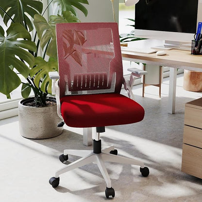 Ergonomic Office Chair with Flip-Up Arms, Small Desk Chair with Breathable Mesh Back, Home Office Desk Chair that Saves Space, Compact Swivel Computer Chair