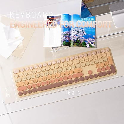 Wireless Keyboard and Mouse Combo, 2.4GHz USB Plug-and-Play, 110-key Design, Full-Size Ultra-Thin Silent Keyboard, Compatible with laptops/desktops/PCs（Gradient Khaki）