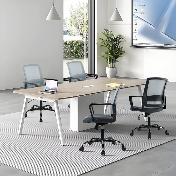 CLATINA Ergonomic Office Desk Chair - Mesh Office Chair with Adjustable Lumbar Support, Rolling Comfortable Computer Task Chairs with Arms for Home Conference-Gray, 6 Pack
