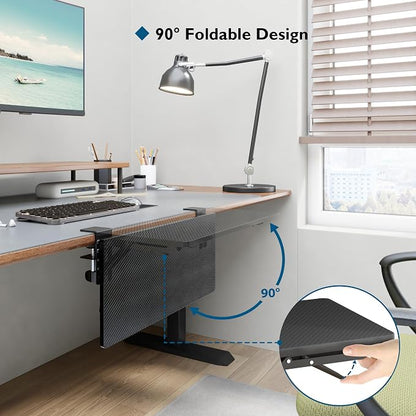 BONTEC Small Ergonomics Desk Extender Tray, 20x9.5 Inch Table Mount Arm Rest Shelf, 90° Foldable Keyboard Tray Platform, Clamp on Computer Arm Rest for Desk Suitable for Office Desks, Black Carbon