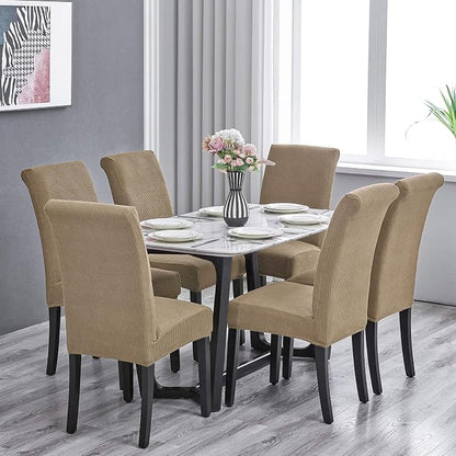 Stretch Chair Covers for Dining Room Set of 2, Removable Washable Dining Room Chair Covers, Dining Chair Slipcovers Seat Protector, Great Home Decor and Banquet Upholstery (Tan, 2 Pack)