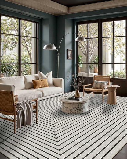 Latte&Fog 6x9 Area Rugs Washable Rug Carpet for Living Room Dining Room | Washable, Non Slip, Stain Resistant, Soft, Modern Abstract Boho Style, for Bedroom Home Office Dorm, Ivory 6'x9'