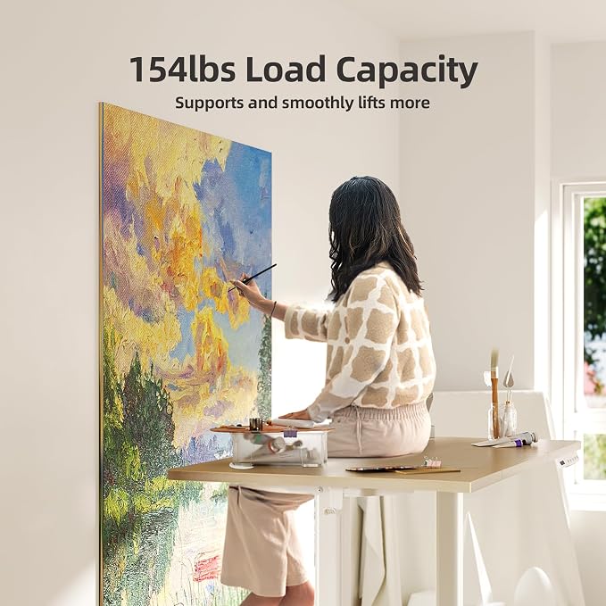 INNOVAR Electric Standing Desk, Adjustable Height Stand up Desks, 40 x 24 Inches Sit Stand up Desk for Home Office Computing, 3-Preset Memory Height Ergonomic Rising Desks, Nature