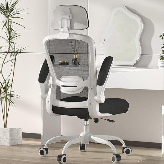 Mimoglad Office Chair, Comfy Desk Chair - High Back Ergonomic Computer Chair with Adjustable Lumbar Support & Headrest, Flip-up Armrests for Guitar Playing, Swivel Task Chair for Home and Office