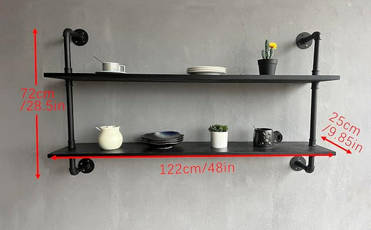 HDDFER Floating Bookshelf Shelves Industrial Pipe Shelving Pipe Shelves Rustic Wall Shelf 48 Inch Farmhouse Book Shelves for Wall Mounted