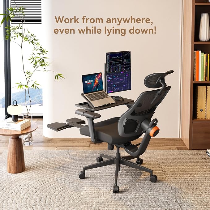 Newtral Office Chair Ergonomic with Footrest, Auto-Following Lumbar Support, High Back Desk Chair with 4D Armrest,136° Tilt Lock, Adjustable Seat Depth & Height
