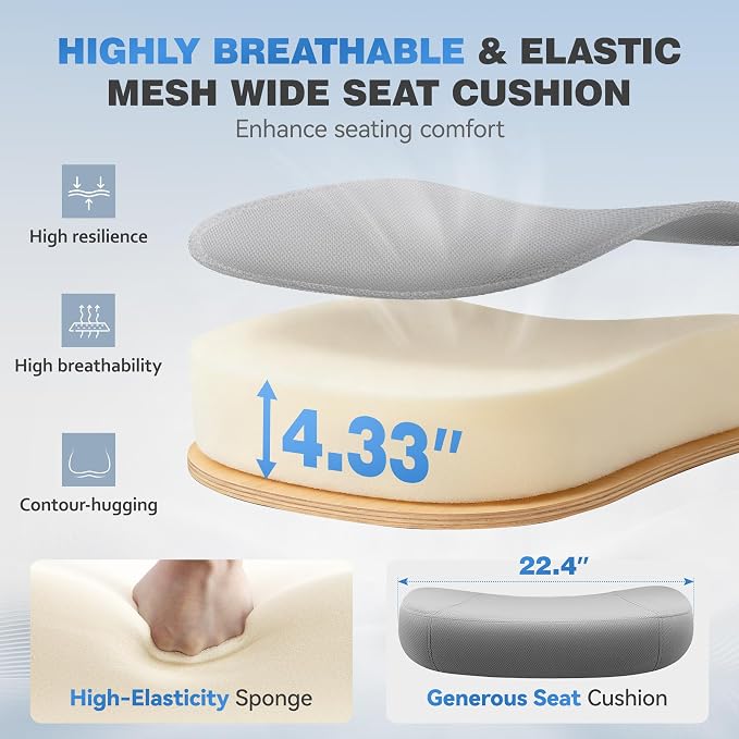 Ergonomic Office Desk Chair, High Back Mesh Office Chair with Adjustable Lumbar Support, 3D Headrest, Big and Tall Home Computer Desk Chairs Comfy for Work, Gaming, 300lbs, (Gray, 8 Pack)
