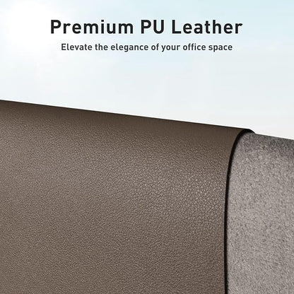 Aothia Faux Leather Desk Mat - Non-Slip PU Leather Desk Blotter, Waterproof Writing Surface, Large Desk Pad for Office & Home (Coffee, 55" x 17")