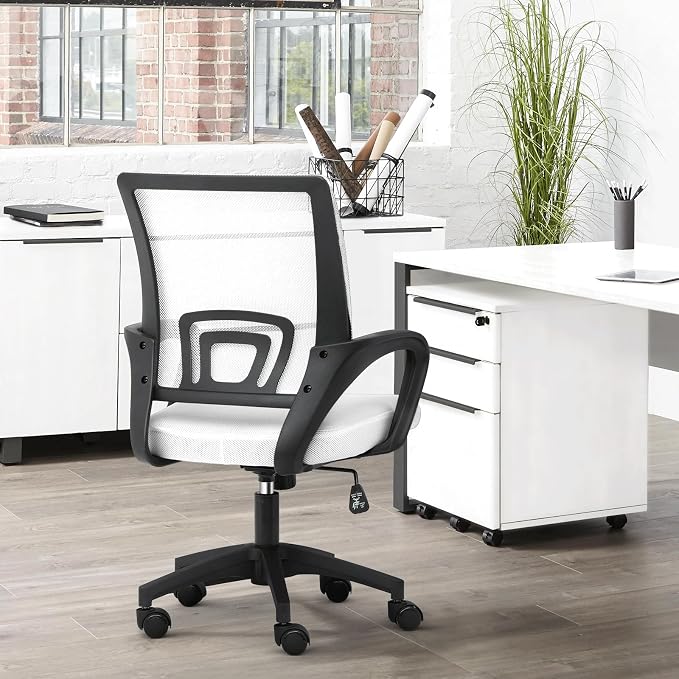 Office Chair Ergonomic - Mesh Desk Chair with Lumbar Support & Wide Seat (300Lbs Capacity) Adjustable Height, Swivel Wheels - for Home Office, Gaming, Bedroom