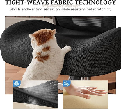 Ergonomic Office Chair - Adjustable Lumbar Support | 350lbs Big & Tall Heavy Duty Mesh Comfy Chair with Flip-Up Arms Gaming Chairs for Adult Home and Business