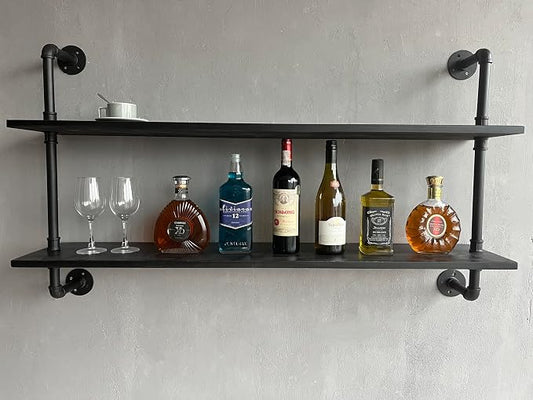 HDDFER Floating Bookshelf Shelves Industrial Pipe Shelving Pipe Shelves Rustic Wall Shelf 48 Inch Farmhouse Book Shelves for Wall Mounted