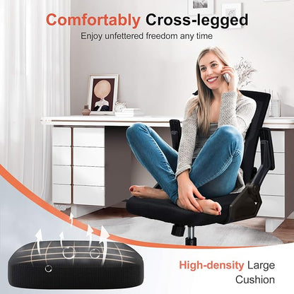 GTPLAYER Ergonomic Office Chair with Flip-up Armrests Executive Computer Chair for Home Office, Breathable Mesh & Comfy Lumbar Support, Black