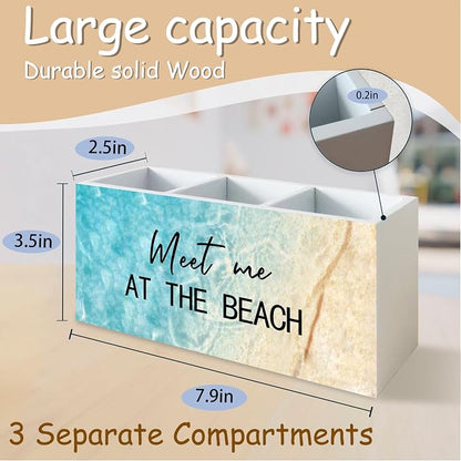 Meet Me at The Beach Pen Holder for Home Office Kitchen Desk Decor, Coastal Makeup Brush Toothbrush Holder Organizer for Bathroom Desk Accessories, Beach Gifts for Women Men