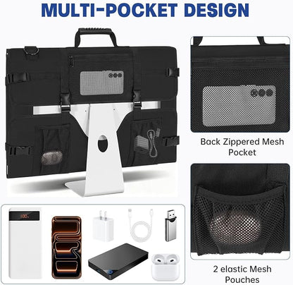Monitor Carrying Case for 24" Monitors/LCD Screens, Compatible with iMac 21.5"/24", Protective Travel Carrying Bag with Padded Velvet and Carry Handle
