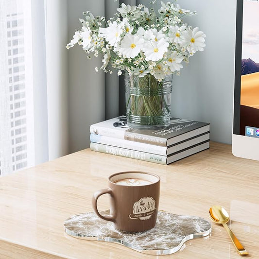 Acrylic Coaster Decorative Plates, Irregular Bar Drink Coaster,Perfect for Tabletop Protection and Accessories Display.（Fog）