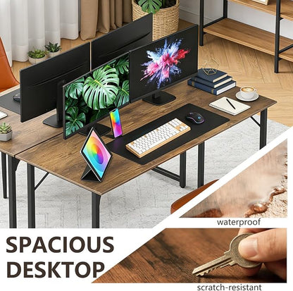 BestOffice Computer Desk,Home Office Desk, Modern Simple Style for Home Office Study Writing (Brown, 47 Inch,2 Pack)