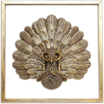 Animal Heads Wall Decor ( Includes Metal Frame) Christmas Indoor Decor Resin Animals Sculptures Head Wall Hanging Thanksgiving Decoration Gold vintage Wall Sculpture for Living Room Bedroom Office(Turkey)