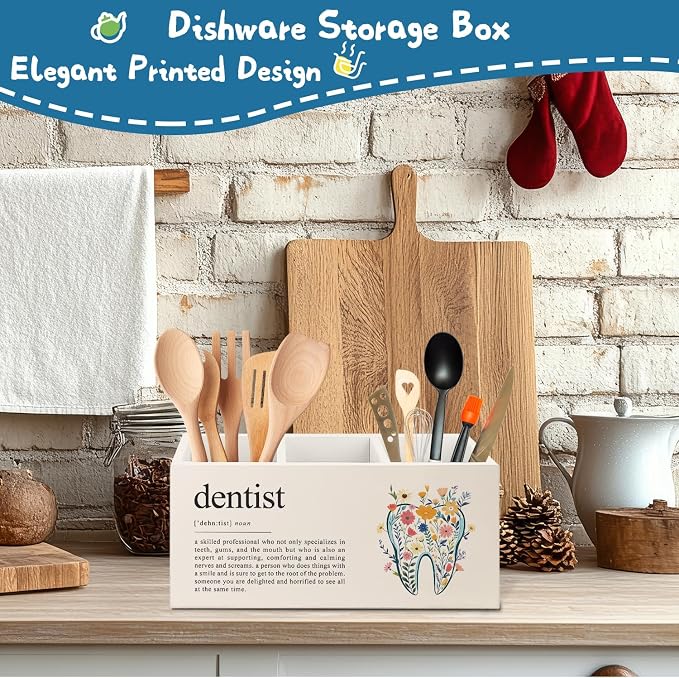 Dental Hygienist Assistant Gifts Tooth Pen Pencil Holder for Women，Doctor Medical Student Graduation Gifts Wooden Organizer for Home Office Desk Table Shelf Decor