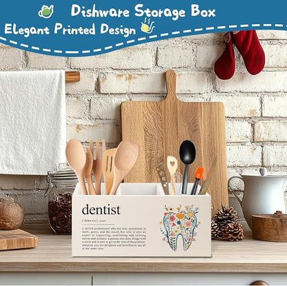 Dental Hygienist Assistant Gifts Tooth Pen Pencil Holder for Women，Doctor Medical Student Graduation Gifts Wooden Organizer for Home Office Desk Table Shelf Decor