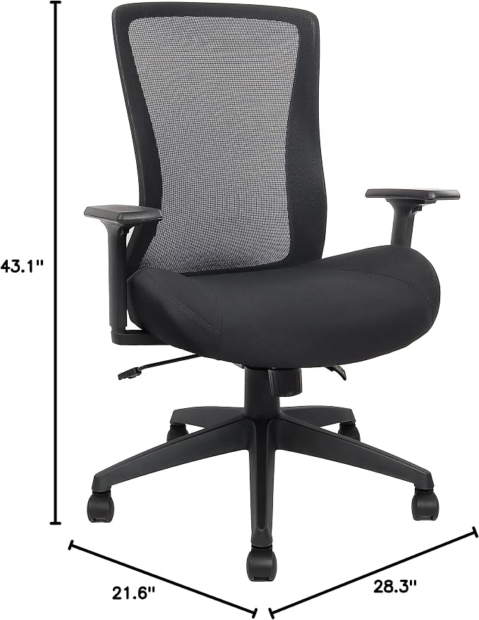 Big and Tall Home Office Desk Chair 400lb Capacity for Heavy People, Ergonomic Wide Mesh Desk Chair with Stepless Recline & Lock, 5.5" Thick Cushion, High Back, Adjustable Height & Armrests
