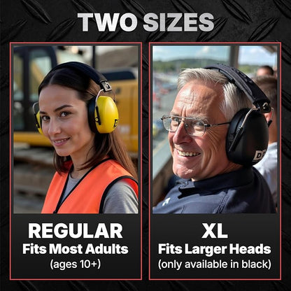 DECIBEL DEFENSE Professional Safety Ear Muffs 37dB NRR - The HIGHEST Rated & MOST COMFORTABLE Ear Protection for Shooting & Industrial Use - THE BEST HEARING PROTECTION...GUARANTEED (SAFETY YELLOW)