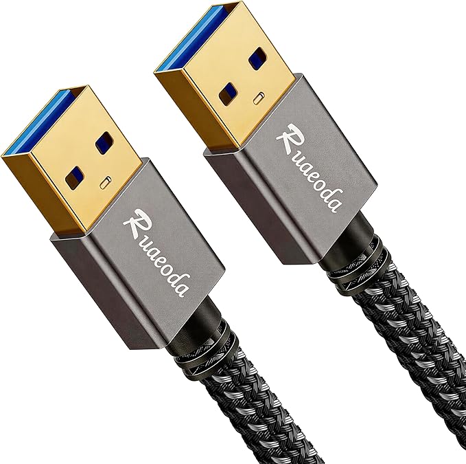 USB to USB Cable 1 ft, USB 3.0 Male to Male Type A to Type A Double Sided USB Cord for Data Transfer Compatible with Hard Drive, Laptop, DVD Player, TV, USB 3.0 Hub, Monitor and More