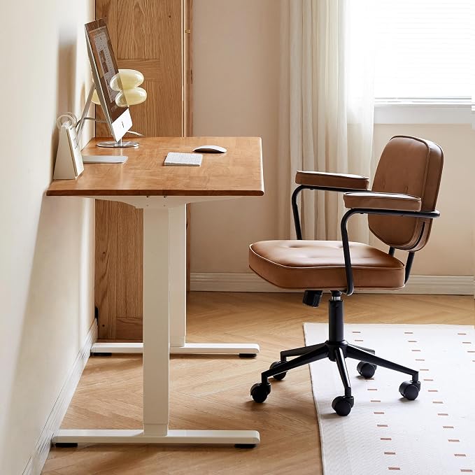 Electric Standing Desk, Height Adjustable Sit Stand Up Solid Wood Home Office Computer Desk, for Study Gaming Writing Study Bedroom Rising Desks 47.24" W