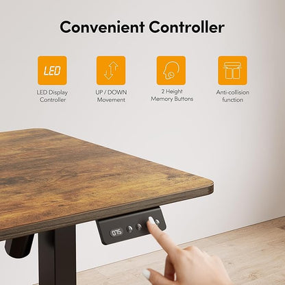 Cubiker L Shaped Standing Desk - 63 x 55 Inch Electric Adjustable Height Corner Standing Desk, Ergonomic Sit Stand Up Table, Splice Board for Home Office, Rustic Brown