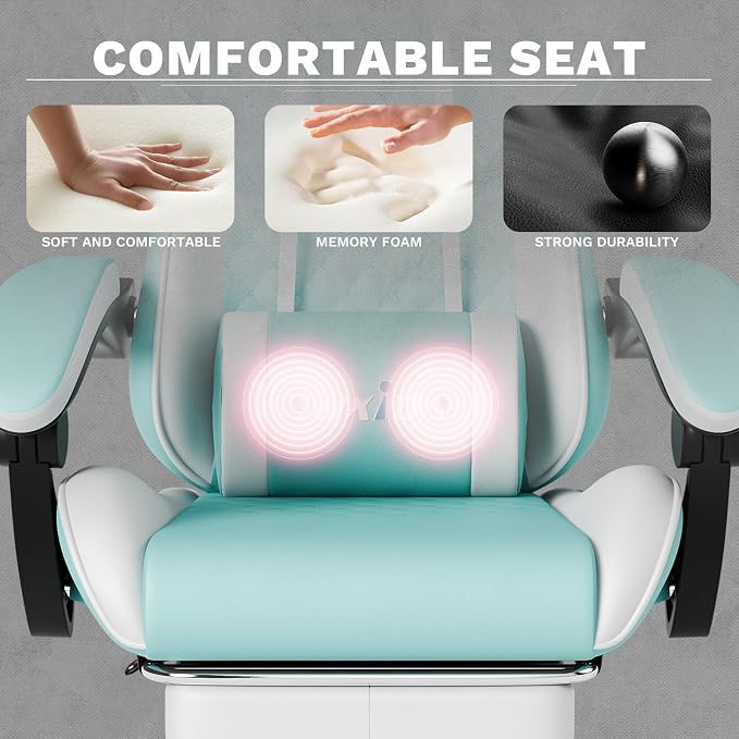 Ergonomic Video Gamer Chairs Gaming Computer Chair Gamer Chairs for Adults Massage Lumbar Support Swivel Height Adjustable Headrest Backrest